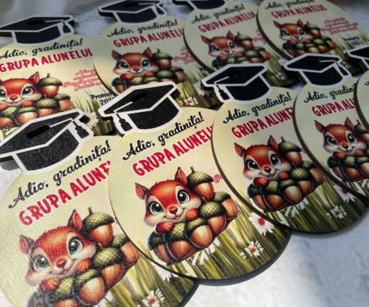 Medalii din lemn ,,Adio Gradiniță,, cu veverita image 2