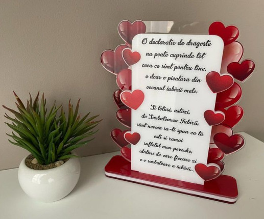Trofeu personalizat  cu Inimi