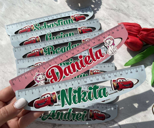 Rigla de lemn cu Pisica si masina