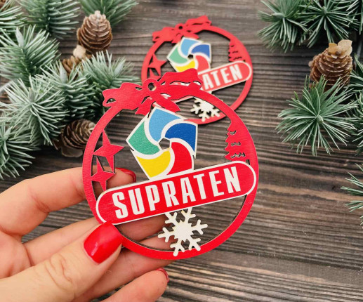 Ornament Craciun din placaj cu logoul companie 1