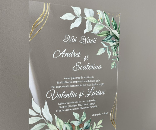 Invitatii pentru nunta cu frunze image 2