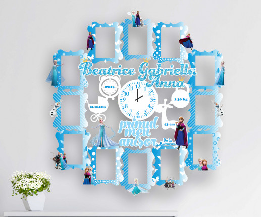 Rama foto cu ceas pentru fetite cu Frozen