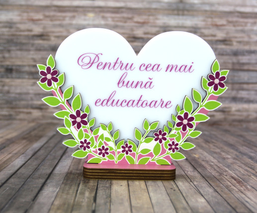 Trofeu personalizat cu flori