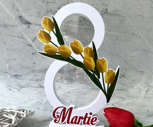 Rama foto in forma de cifra 8 cu lalele galbeni image 2