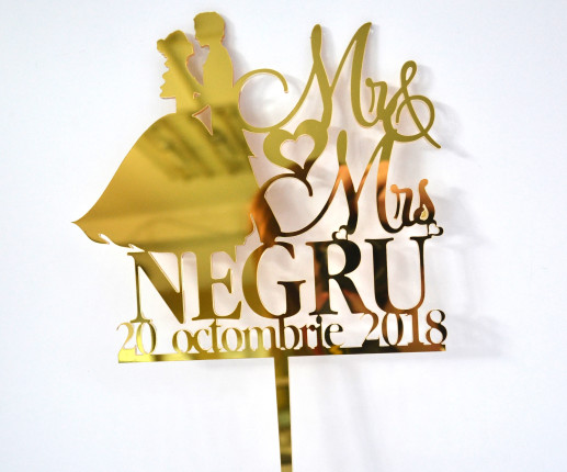 Topper pentru torta nunta Mr&Mrs 3
