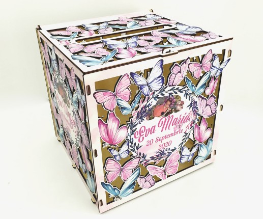 Cutie de dar pentru botez cu Fluturi