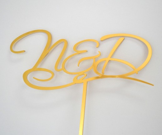 Topper pentru torta auriu cu inițiale 1