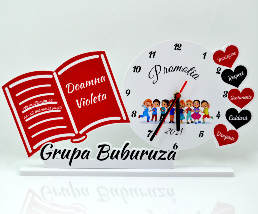 Ceas din plastic cu copii rosu