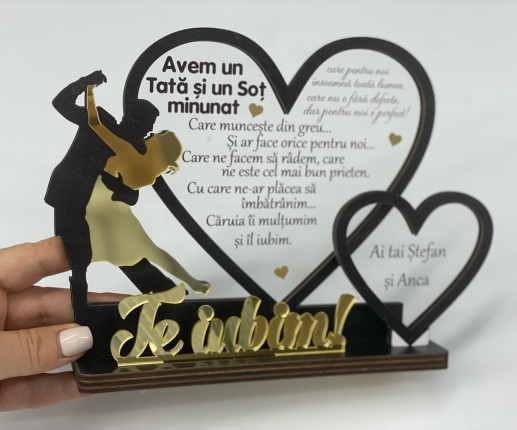 Trofeu pentru tată , soț , bunel cu Te iubim