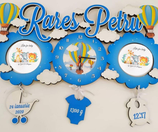 Rama foto cu ceas Balon cu aer cald