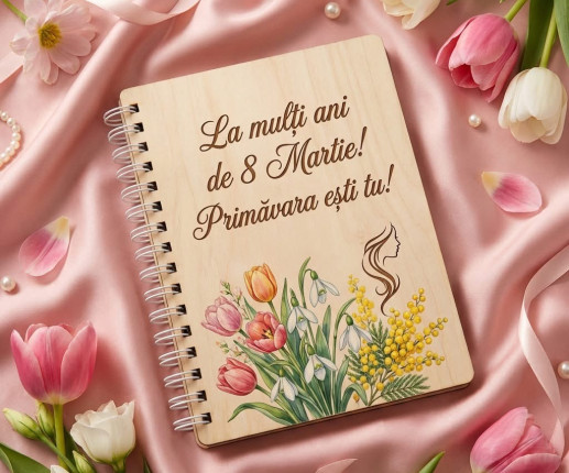 Carnet din lemn cu flori 1