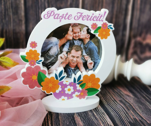 Ramă foto cu flori Paște Fericit
