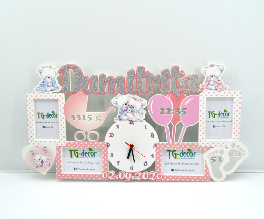 Часы-рамки для фото - Мишка