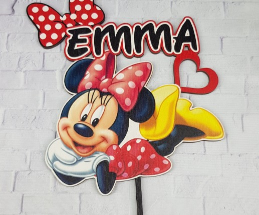 Topper din placaj pentru fete Minnie Mouse rosu