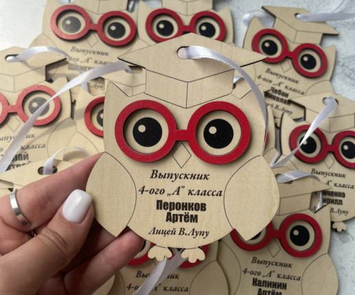 Medalii din lemn cu bufniță