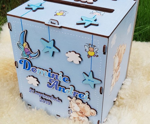Cutie de dar pentru botez cu Ursulet