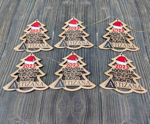 Ornament Craciun din placaj cu logoul companie 5 image 3