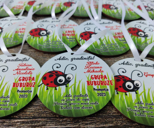 Medalii din lemn ,,Adio Gradiniță,, cu buburuză 3 image 2