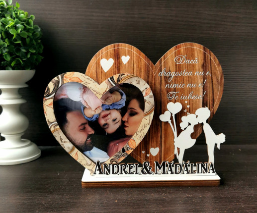 Trofeu personalizat cu rama foto pentru cuplu
