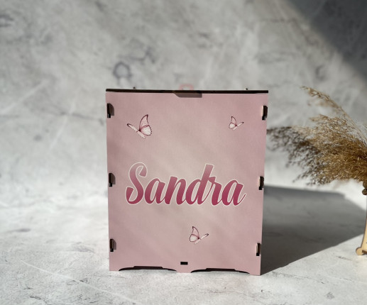 Cutie de dar pentru botez cu fluturasi