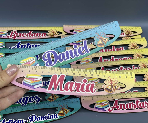 Riglă de lemn cu carte și clopoței image 2