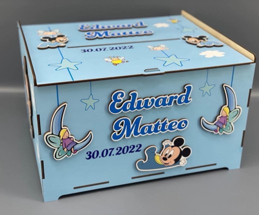 Cutie de dar pentru botez cu Mickey Baby