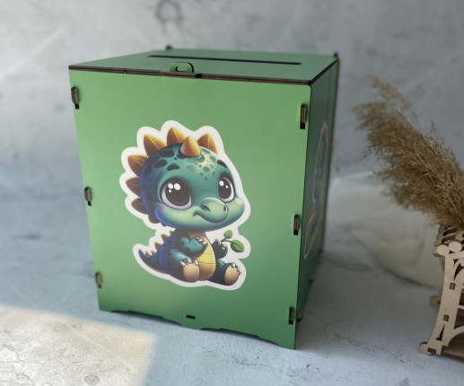 Cutie de dar pentru botez cu dinozaur