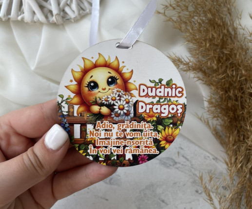 Medalii din lemn ,,Adio Gradiniță,, cu soare