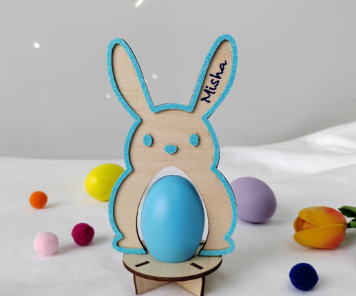 Suport din lemn pentru ouă iepuraș image 2