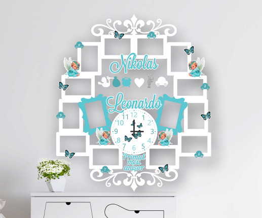 Rama foto cu ceas Ingeras si fluturasi