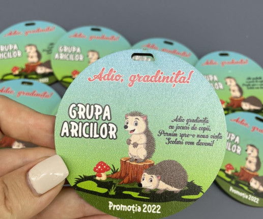 Medalii din lemn ,,Adio Gradiniță,, cu Aricica