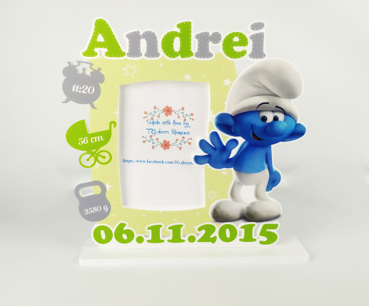 Rama foto personalizate pentru băieței cu Smurfs