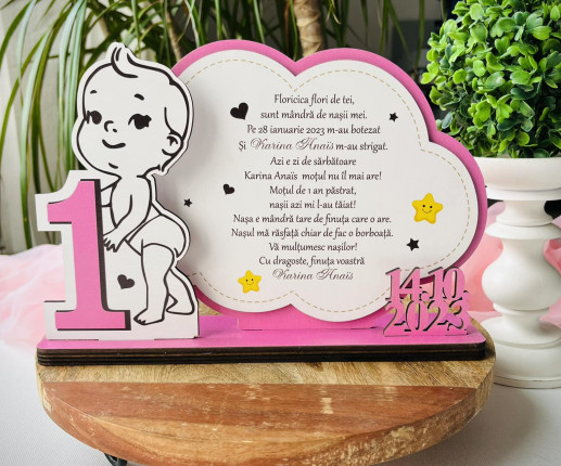 Trofeu nouras cu bebelus roz