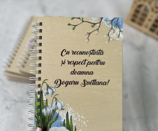 Деревянный блокнот с подснежниками image 1