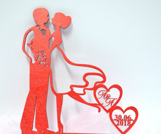 Topper pentru torta cu inițiale mirilor 2