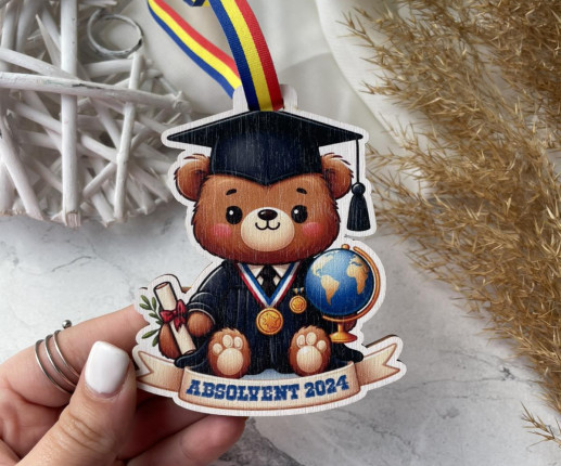 Medalii din lemn ,,Adio Gradiniță,, cu Ursulet 1