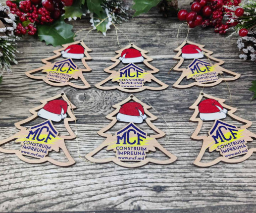 Ornament Craciun din placaj cu logoul companie 5 image 4