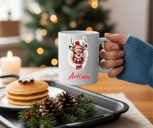 Cana personalizata cu Cerb cu caciulita