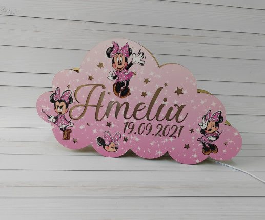 Светильник настенный из фанеры "Облако " - Minnie Mouse