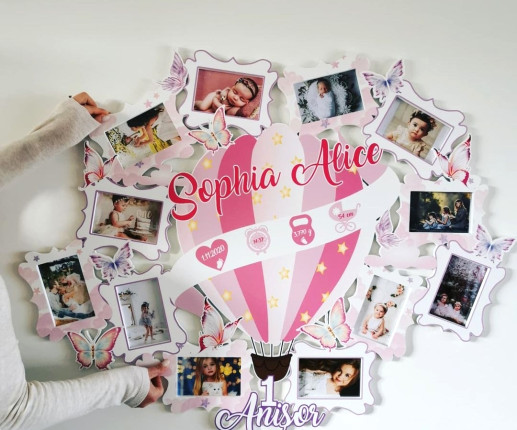 Именная рамка для девочки - "Balloon"