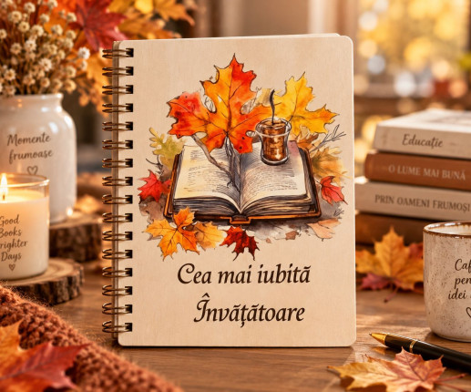 Деревянный блокнот с листочком и книгой