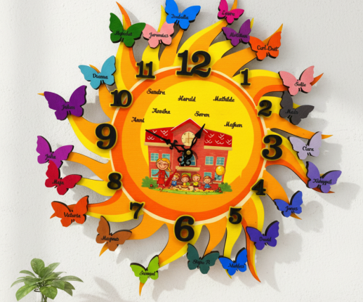 Деревянные часы Солнце