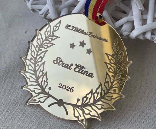 Medalii din acril auriu cu frunze 1