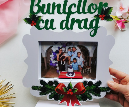 Rama foto cu decor craciun Bunicilor cu drag