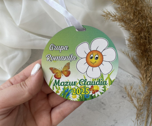 Medalii din lemn ,,Adio Gradiniță,, cu romanita 1