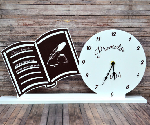 Ceas din plastic cu copii cafeniu