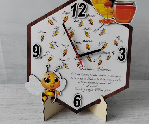 Ceas personalizat cu stativ albinuțe
