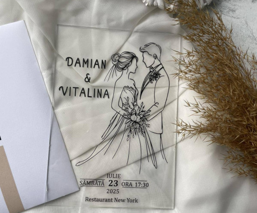 Invitatii pentru nunta cu mire si mireasa 1