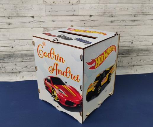 Cutie de dar pentru botez cu masinute image 2