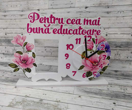 Ceas din plastic cu flori image 2